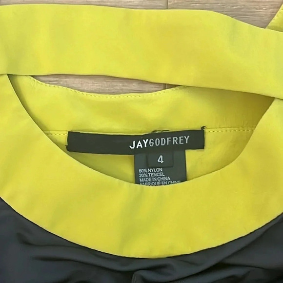 JayGodfrey | Dauman Ruched mini dress Charcoal combo women’s Size 4 Bodycon - Picture 3 of 7